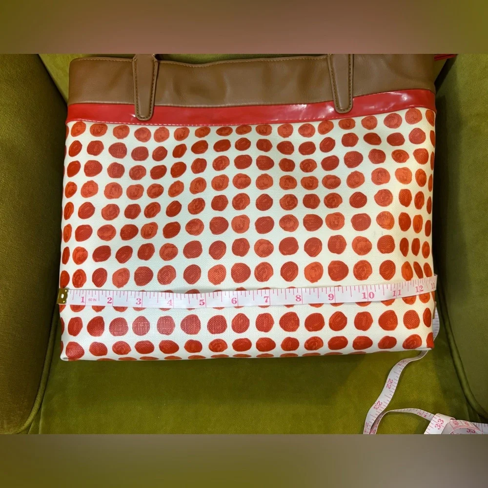 Coach Orange Polka Dot Coated Canvas Tote - Picture 9 of 11